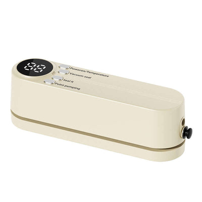 Beige cordless 3 - in - 1 food sealer. For dry/moist food, 4 bags. Seals chip bags, inflates items. eprolo