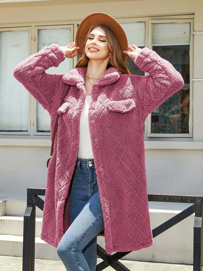 Texture Button Up Dropped Shoulder Coat eprolo