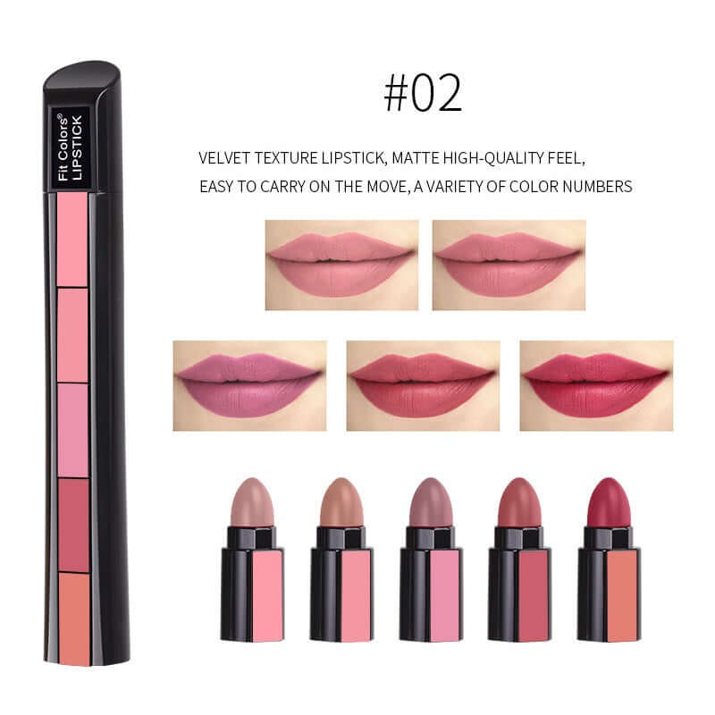5 Colors Matte Velvet Lipstick Waterproof Sweatproof Lip Gloss Duration Colorfast Lipstick Non Stick Cup Lip Gloss Cosmetics eprolo