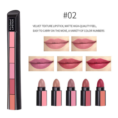 5 Colors Matte Velvet Lipstick Waterproof Sweatproof Lip Gloss Duration Colorfast Lipstick Non Stick Cup Lip Gloss Cosmetics eprolo