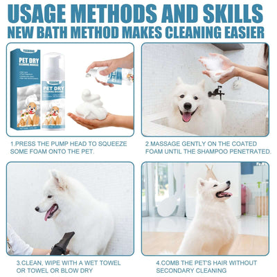 Pet Dry Cleaning Mousse Body Wash For Young Cats And Dogs Wash Free To Remove Odor And Smooth Hair Cleaning eprolo