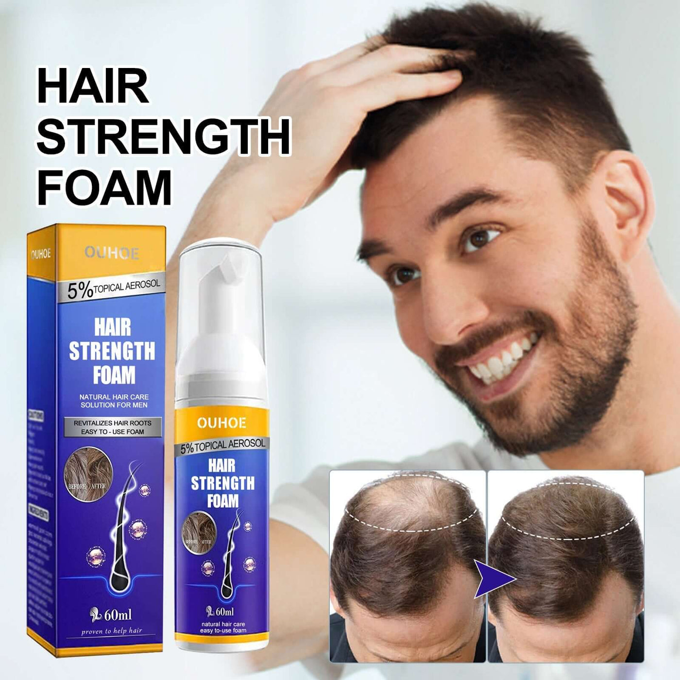 Men's Dense Hair Foam Mousse, Clean Repair Hair Root, Dense And Moisturizing Hair Mousse eprolo