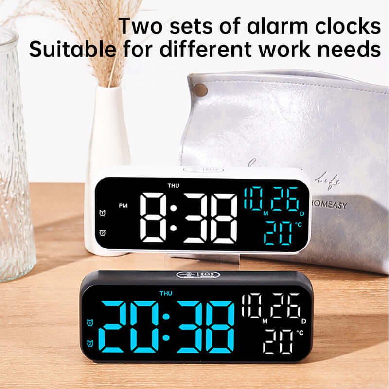 Digital Alarm Clock with Temp, Date, Week. Night Mode. Voice - controlled. 12/24H LED eprolo