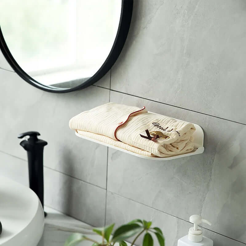 New Foldable Punch - Free Wall - mounted Plastic Floating Shelf for Bathroom and Toilet, Ideal for Towel and Clothes Storage eprolo