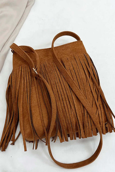 Suede Fringe Shoulder Bag eprolo