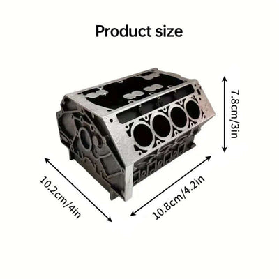 Engine Block Desk Organizer: Modern art for desktop/bookshelf. Holds business cards, a creative office accessory. eprolo