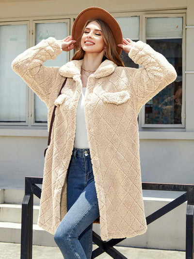 Texture Button Up Dropped Shoulder Coat eprolo