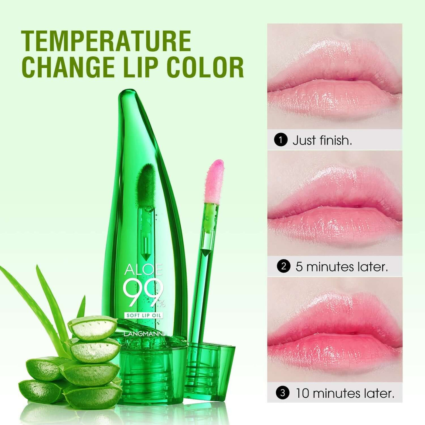 langmannni  Aloe vera lip gloss, temperature-sensitive color-changing lip glaze, moisturizing and protective lipstick, lip oil eprolo