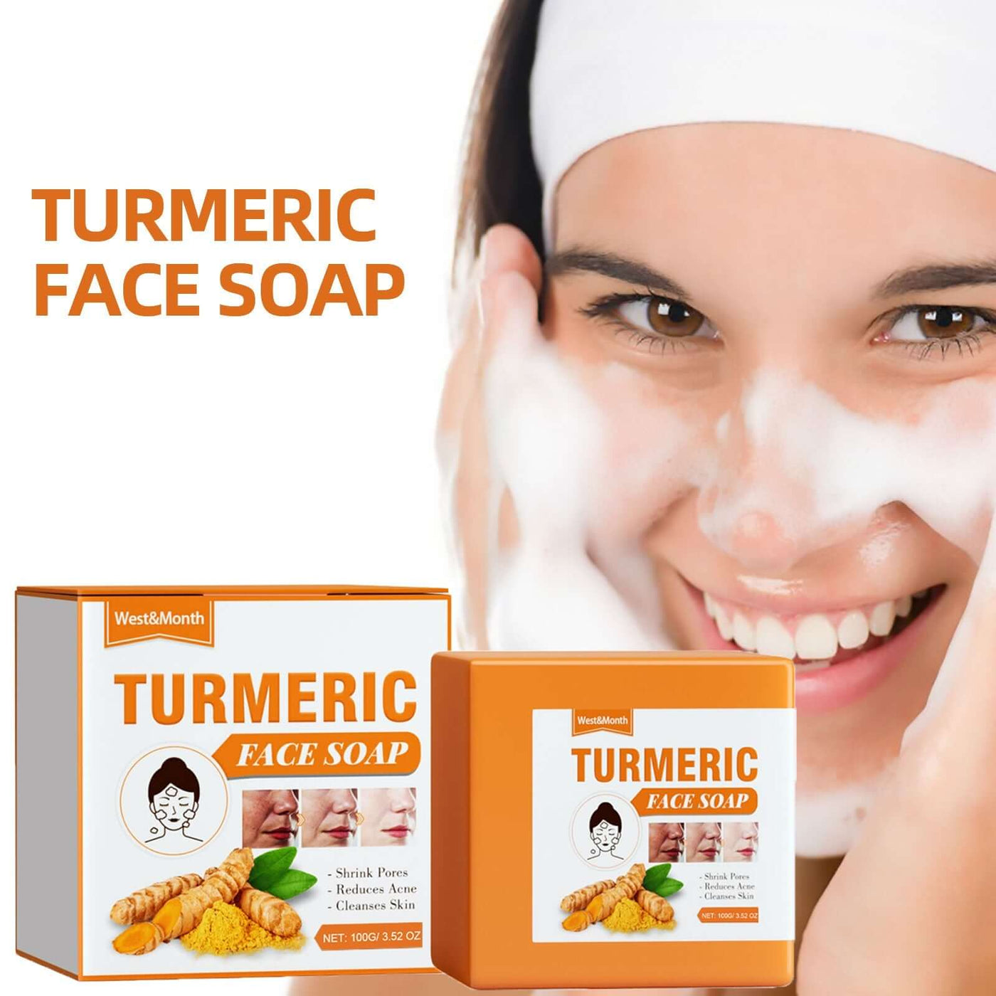 Turmeric Face Soap, Face Repair Gentle Cleansing, Fade Spots And Smooth Fine Lines Cleaner Soap eprolo