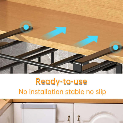 Under - Cupboard Hanging Organizer: Hooks for Paper Towels, Rags, Plus Shelf for Cutting Boards & Pot Covers eprolo
