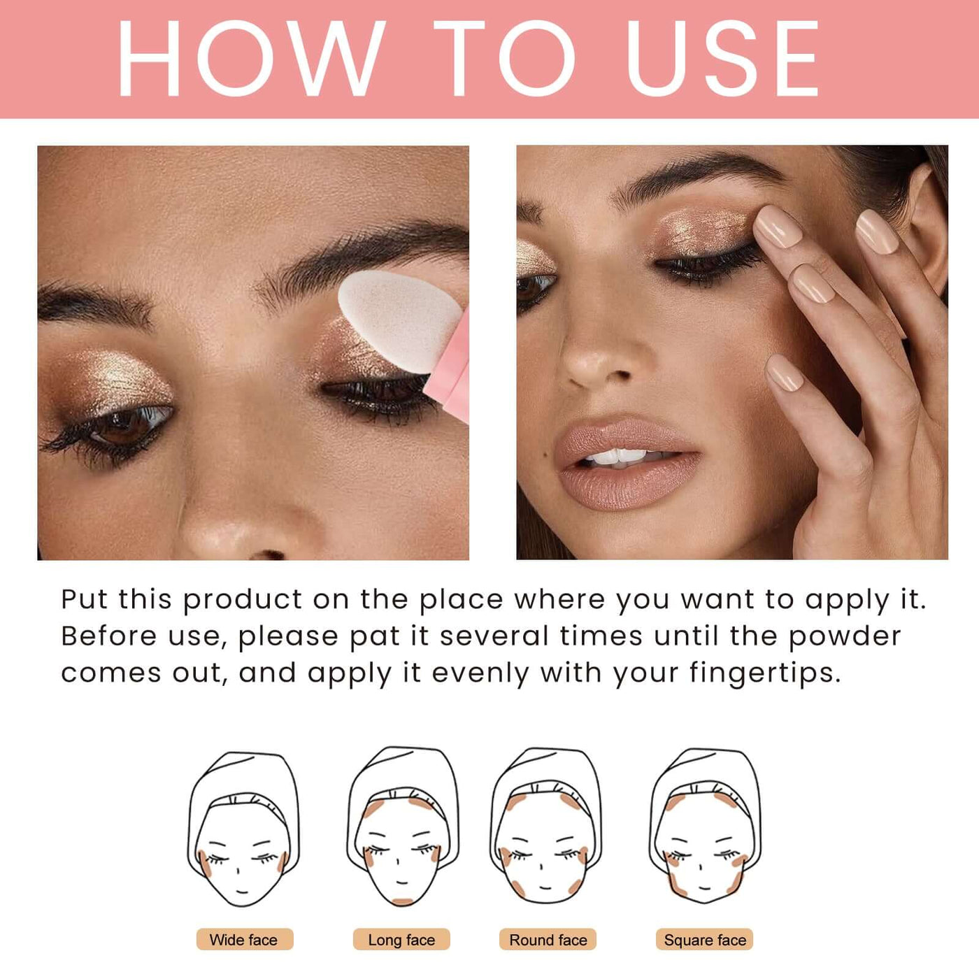 Highlighter Pat Powder, Light Highlighter Natural 3D Contoring Powder eprolo