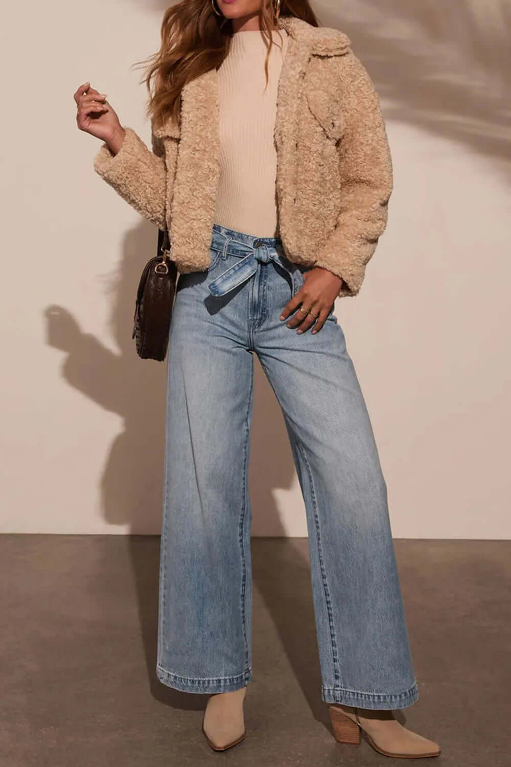 Tied Wide Leg Jeans with Pockets eprolo