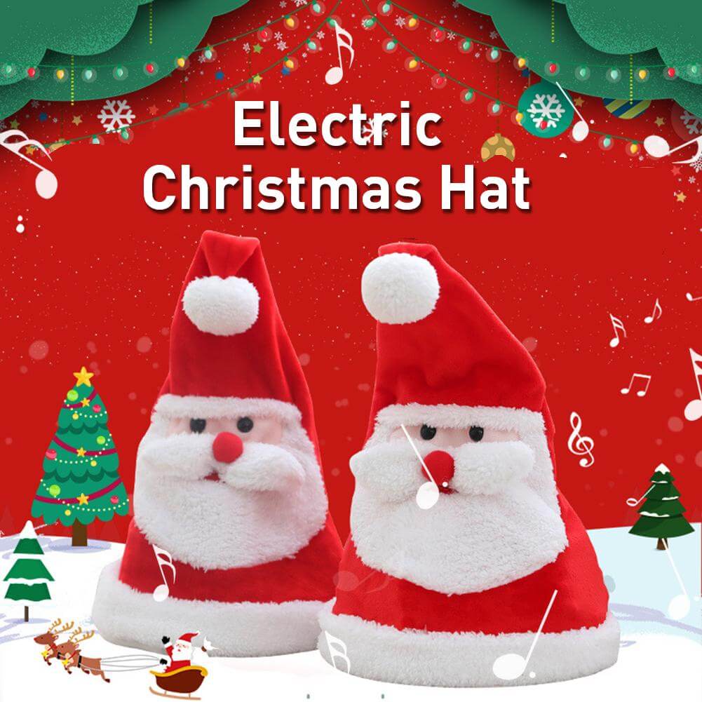 Soft Kawaii plush toy electric light-emitting movable Christmas Hat Plush Toy hat as a Christmas gift for children eprolo