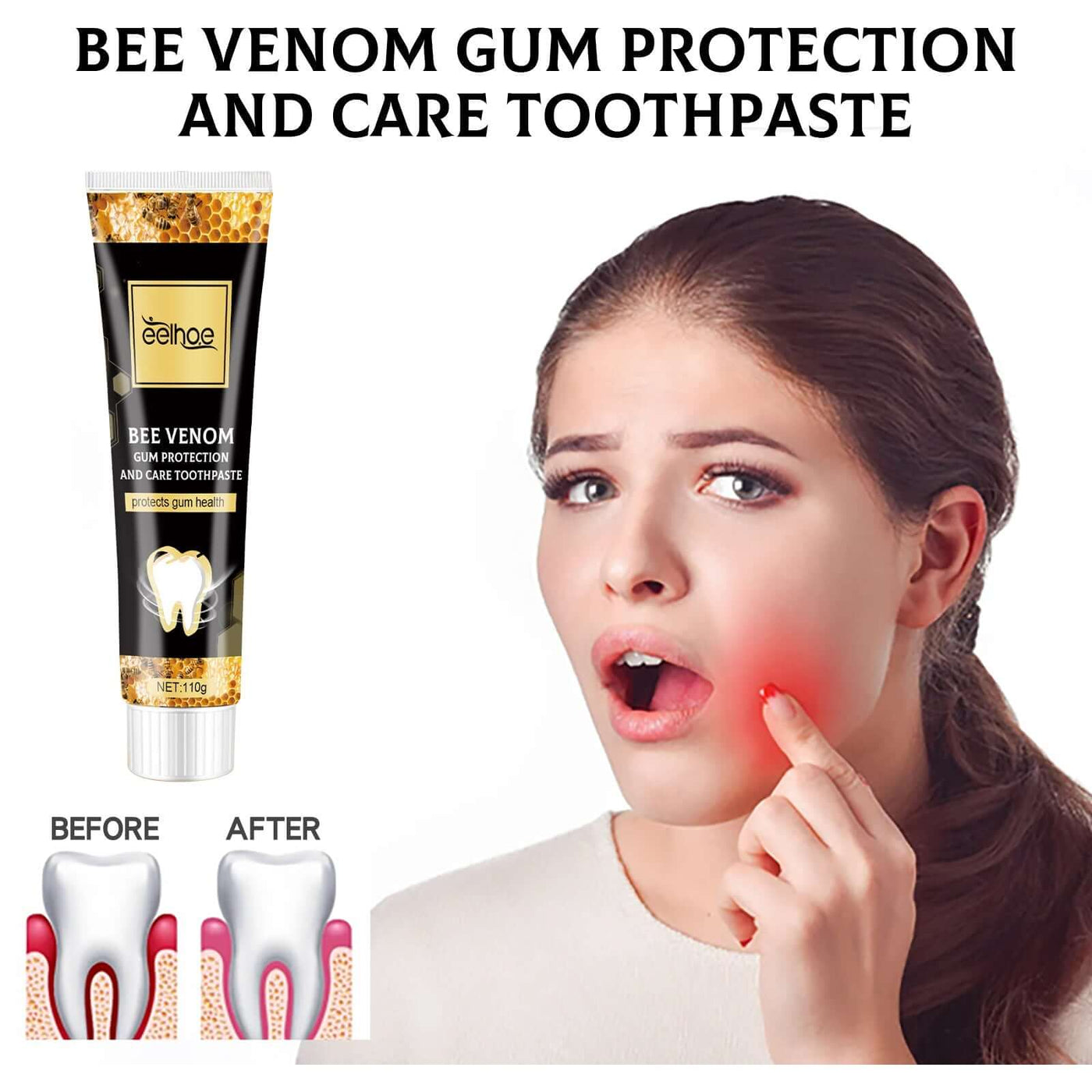 Bee Venom Gingival Toothpaste, Cleaning Stains Breath Fresh Whitening Toothpaste eprolo