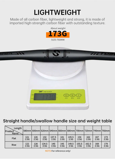 TOSEEK Carbon Fiber MTB Handlebar, 31.8mm, One-piece, Swallow-shaped - Ideal for Mountain Bikes eprolo