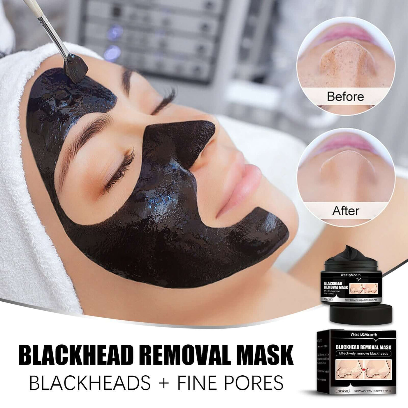 Blackhead Removal Mask, Peel Off Remove Blackhead Activated Carbon Cleansing Face Mask eprolo
