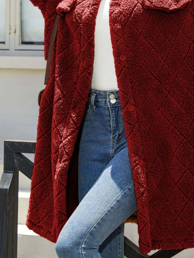 Texture Button Up Dropped Shoulder Coat eprolo
