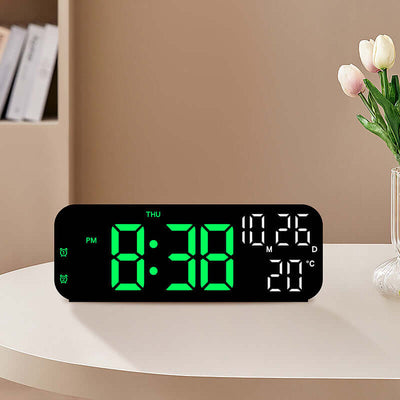 Digital Alarm Clock with Temp, Date, Week. Night Mode. Voice - controlled. 12/24H LED eprolo