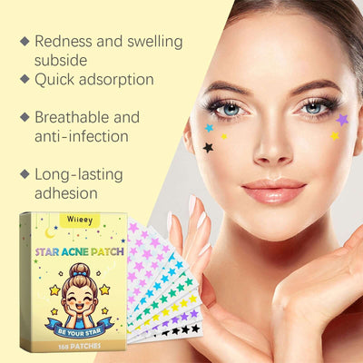 Stars Acne Patch, Reduce Acne Acne Print Clean Face Closed Mouth Acne Portable Cartoon Acne Patch eprolo