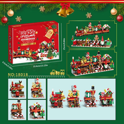 Christmas Building Blocks, 24 Days Countdown Calendars Blind Box, Christmas Trains Santa Claus Railcar Building Bricks eprolo