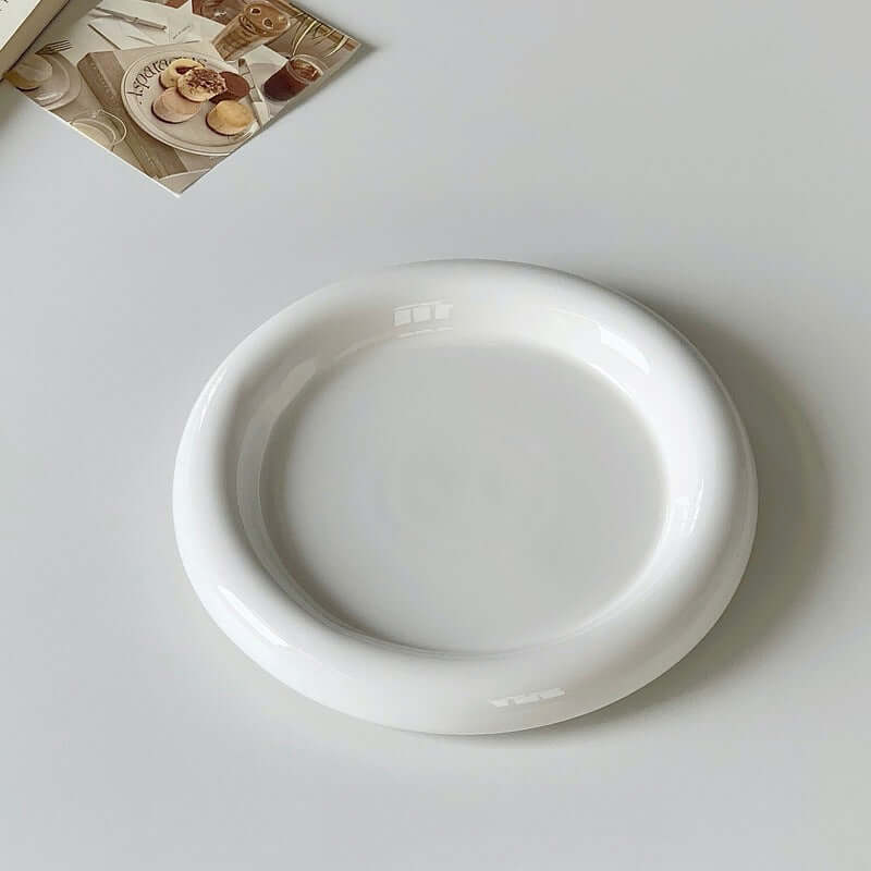 Ins - style Round Ceramic Food Plates. Thick - edged, creative Nordic tableware. Ideal for dessert, steak, pasta. eprolo