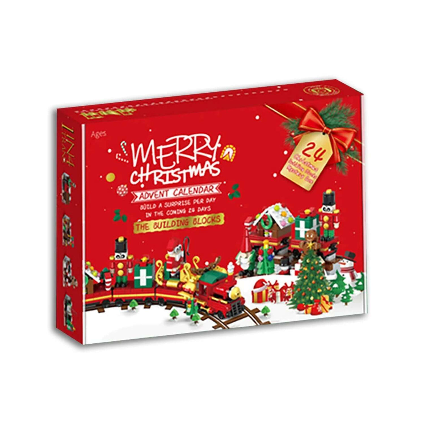 Christmas Building Blocks, 24 Days Countdown Calendars Blind Box, Christmas Trains Santa Claus Railcar Building Bricks eprolo