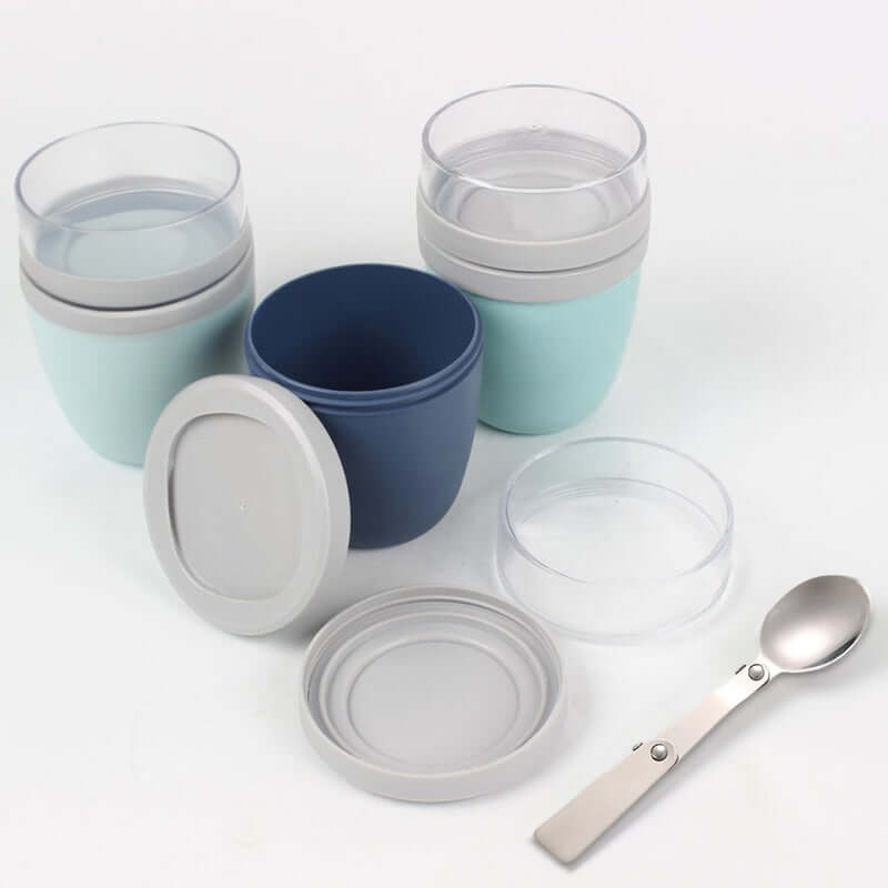 Portable Yogurt Cereal Cups with Lids. Ideal for Overnight Oats, DIY Salads & Parfaits. Great for Breakfast or Lunch eprolo