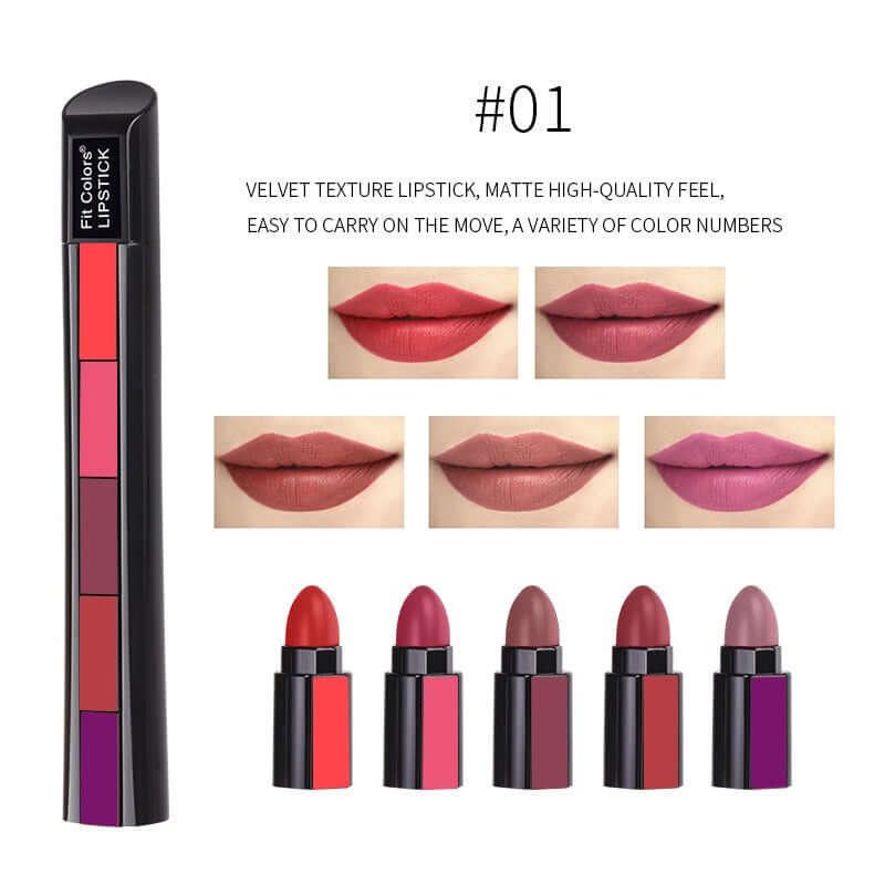 5 Colors Matte Velvet Lipstick Waterproof Sweatproof Lip Gloss Duration Colorfast Lipstick Non Stick Cup Lip Gloss Cosmetics eprolo