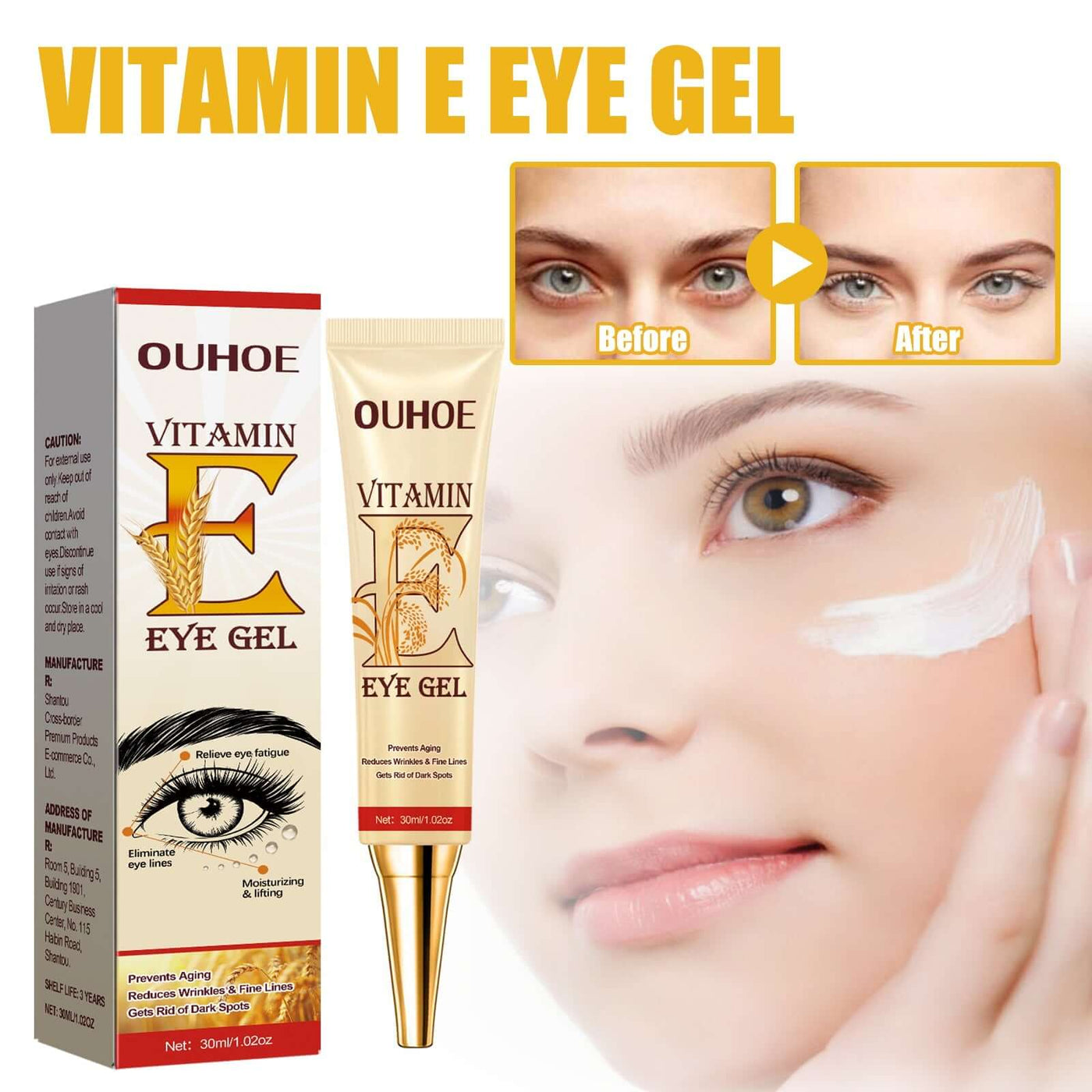 Vitamin E Eye Cream, Lightened Dark Circles Crow's Feet, Firmed And Moisturized Eye Cream eprolo