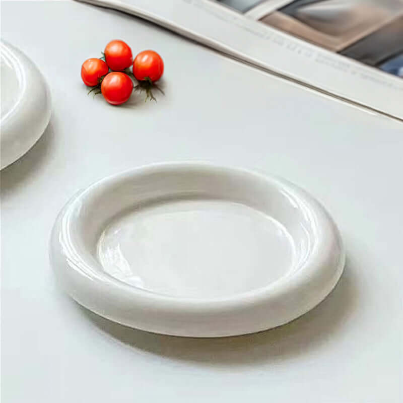 Ins - style Round Ceramic Food Plates. Thick - edged, creative Nordic tableware. Ideal for dessert, steak, pasta. eprolo
