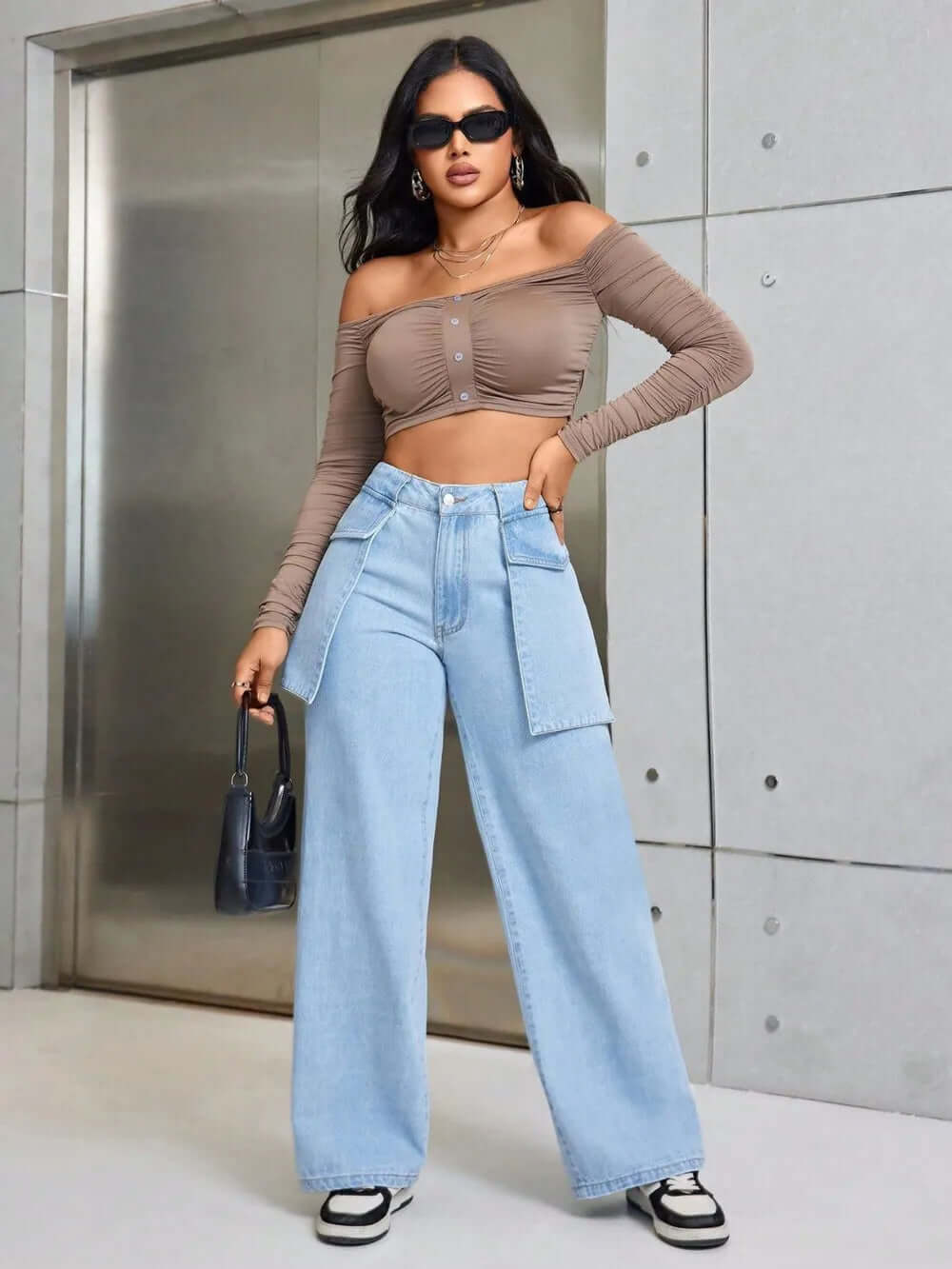 Wide Leg Jeans with Pockets eprolo