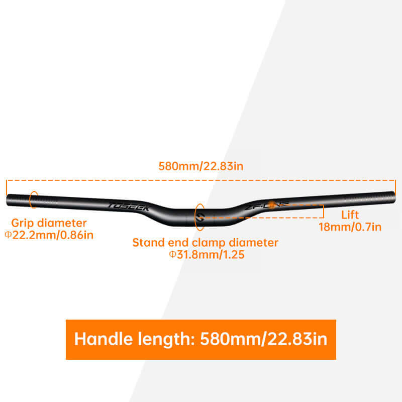 TOSEEK Carbon Fiber MTB Handlebar, 31.8mm, One-piece, Swallow-shaped - Ideal for Mountain Bikes eprolo