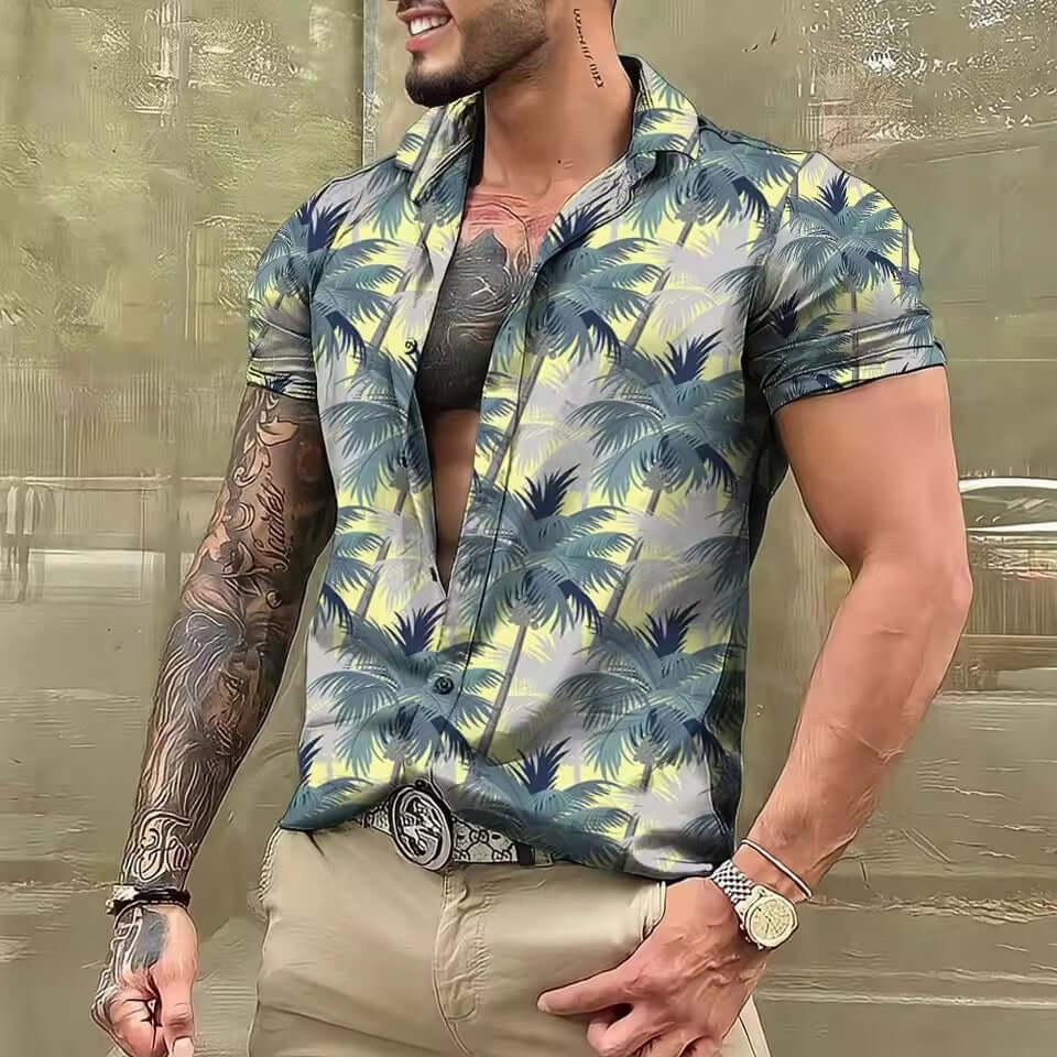 Men's Shirt Printed Beach Short Sleeve Top eprolo