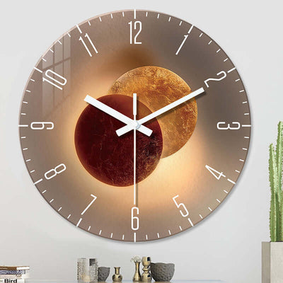Tempered Glass Wall Clock Mute Living Room Clock Wall-mounted Decorative Clock eprolo