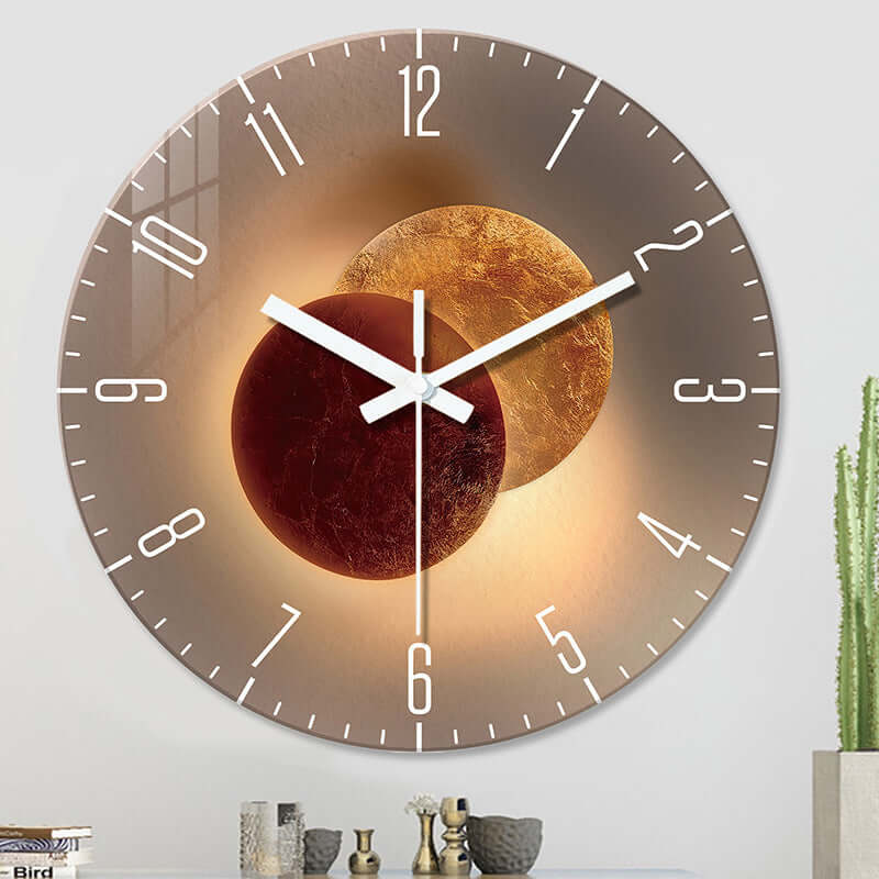 Tempered Glass Wall Clock Mute Living Room Clock Wall-mounted Decorative Clock eprolo