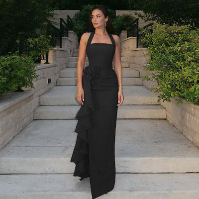Elegant Slim Three-dimensional Flower Split Dress Astrazona