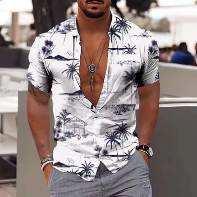 Men's Shirt Printed Beach Short Sleeve Top eprolo