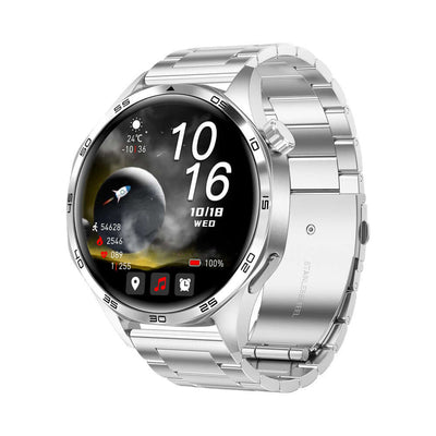 Cross-border WATCH5 PRO Smart Watch in silver, featuring Bluetooth calling and fitness tracking functions.