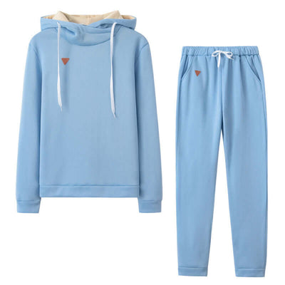 Women's Fleece Leather Seal Long Sleeve Hooded Casual Sports Suit eprolo