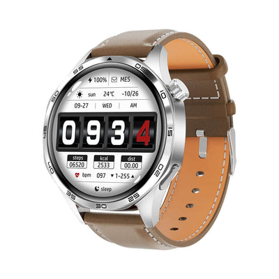 Cross-border WATCH5 PRO Smart Watch with Bluetooth calling, heart rate monitor, fitness tracking features in brown leather.