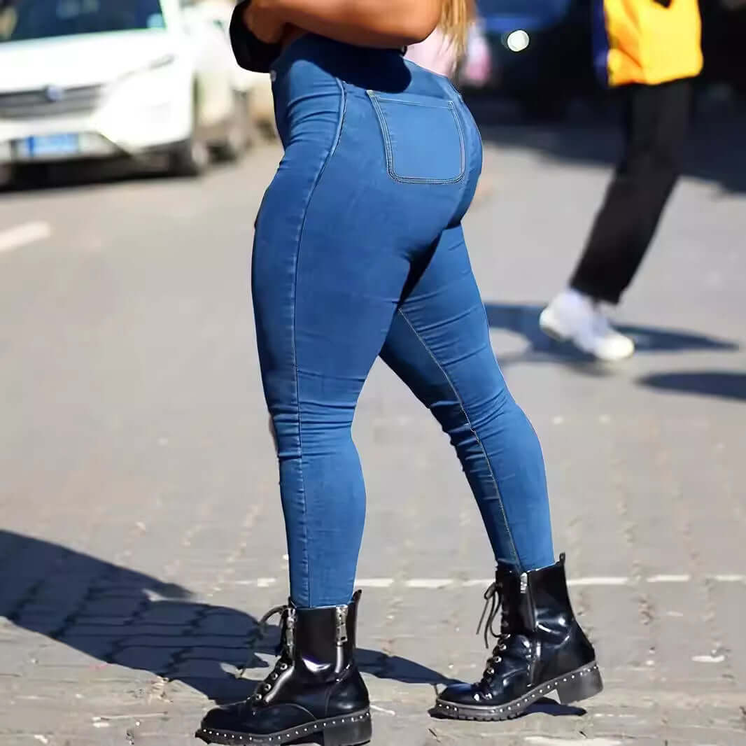 Spring Autumn Women's Skinny Fit Denim Jeans Solid Color High Waist Jeans For Women Oversized Basics Pants Ladies Pencil Pants Dropshipman