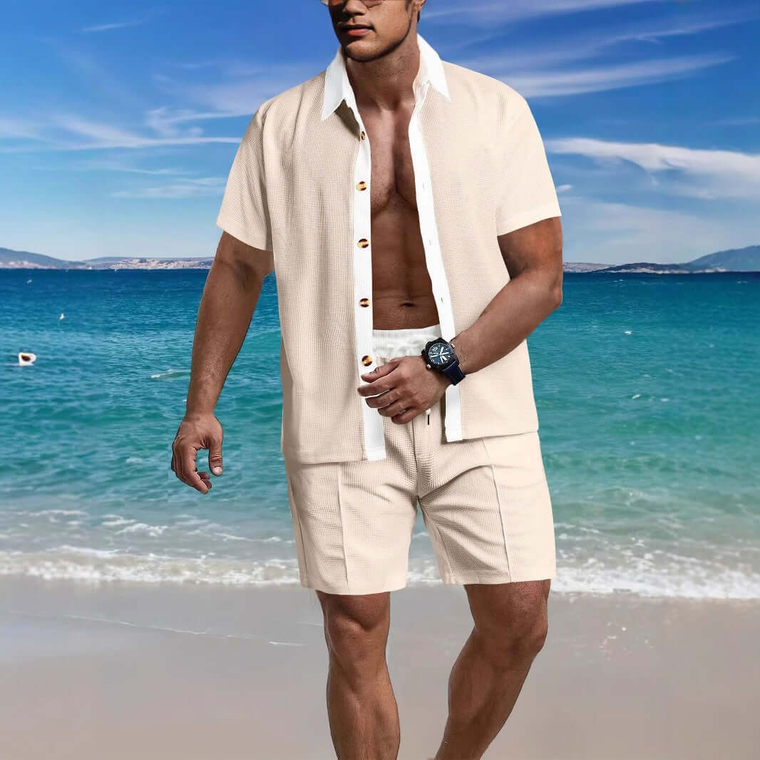 Men's Casual Vacation Shirt And Shorts Two-piece Suit Astrazona