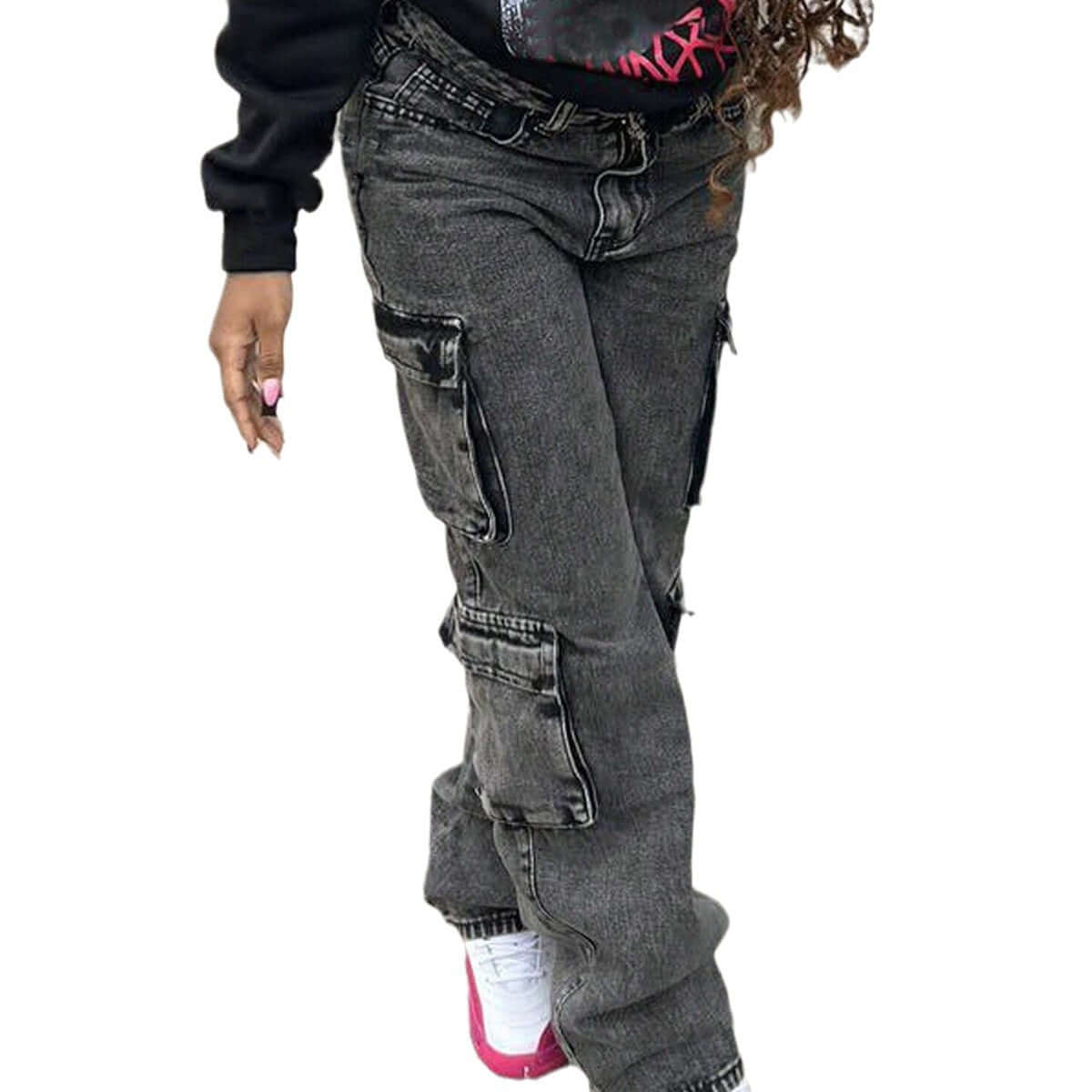Women's Fashion Casual Retro Denim High Waist Straight Pants Dropshipman