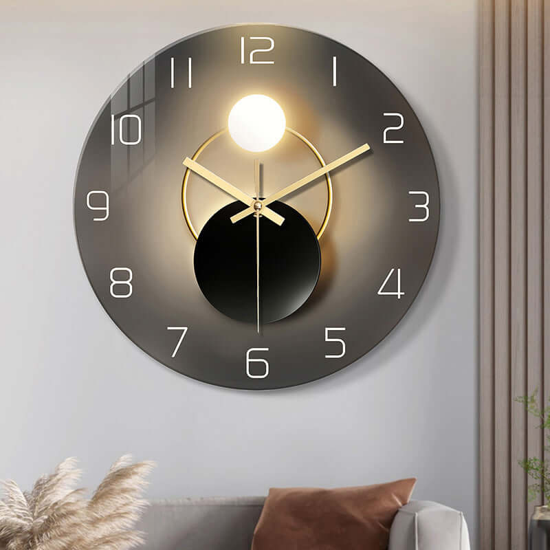 Tempered Glass Wall Clock Mute Living Room Clock Wall-mounted Decorative Clock eprolo