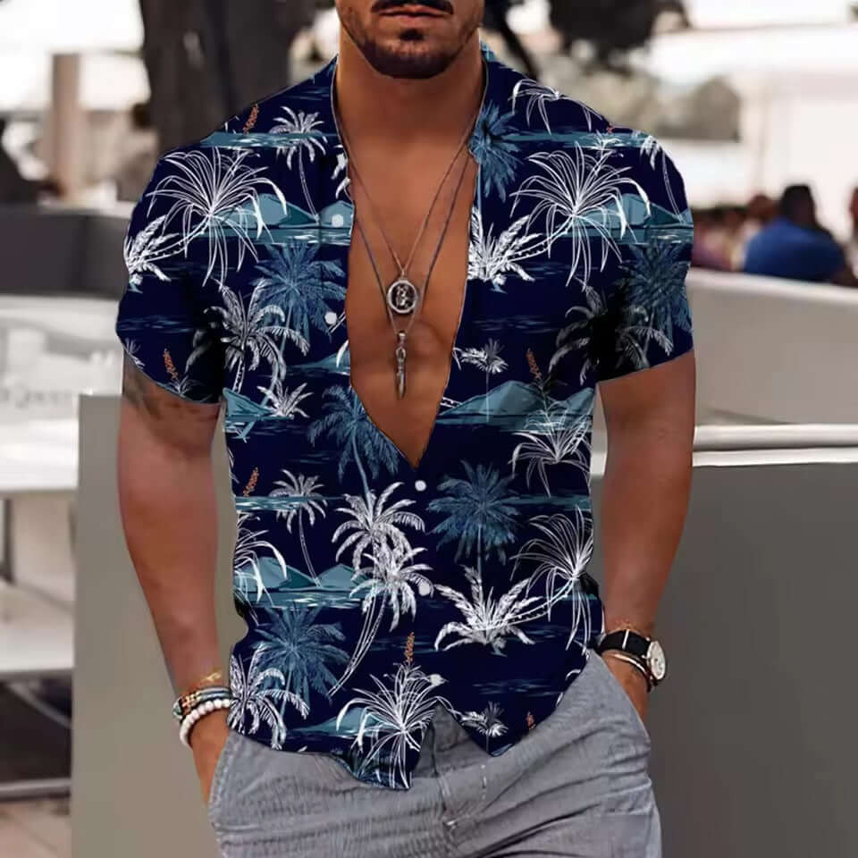 Men's Shirt Printed Beach Short Sleeve Top eprolo