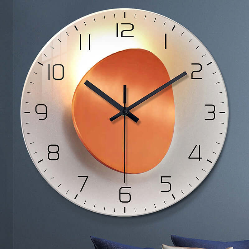 Tempered Glass Wall Clock Mute Living Room Clock Wall-mounted Decorative Clock eprolo