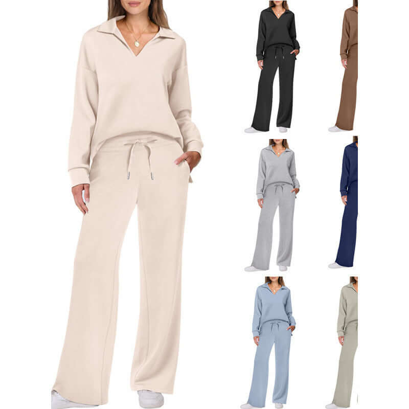 Women's Fashion Casual Drawstring Solid Color Suit eprolo