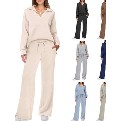 Women's Fashion Casual Drawstring Solid Color Suit eprolo