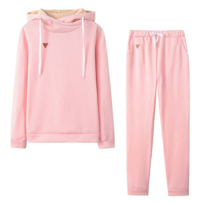 Women's Fleece Leather Seal Long Sleeve Hooded Casual Sports Suit eprolo
