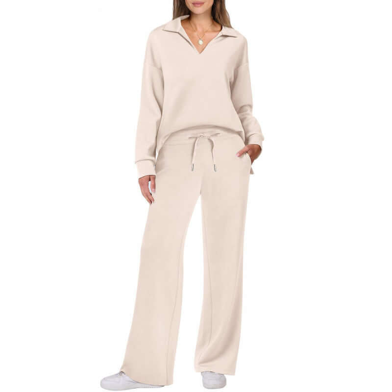 Women's Fashion Casual Drawstring Solid Color Suit eprolo